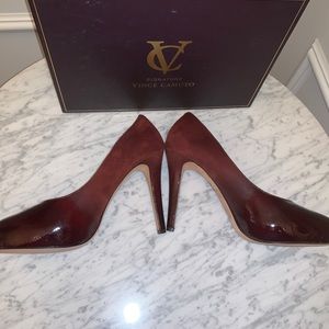 Vince Camuto Browynn Heels in Pecan Red Ombré Patent